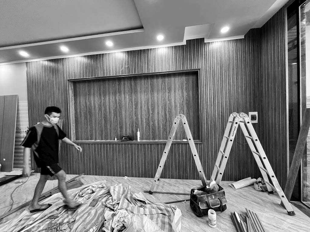 Thi công vách ốp-lam sóng-vật liệu tấm